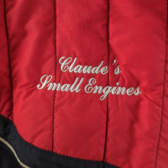 Polaris Bomber Jacket Mens Large Red Black Nylon Full Zip Coat Spellout Logo - Picture 5 of 15